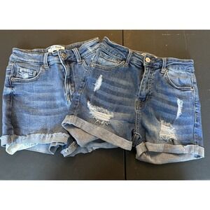 Wax Jeans Women's‎ Denim Shorts Sz S High Rise Distressed Cuffed Set Of 2